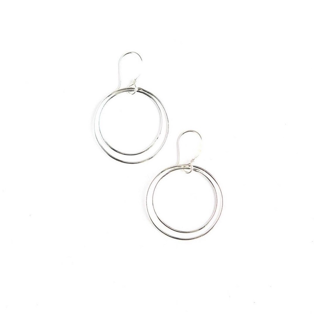 Silver Double Moon Earrings